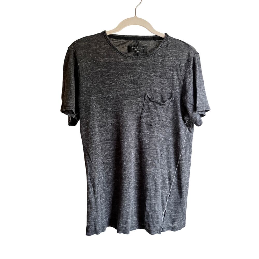 rag & bone Charcoal 100% Linen Slub T-Shirt Men's S